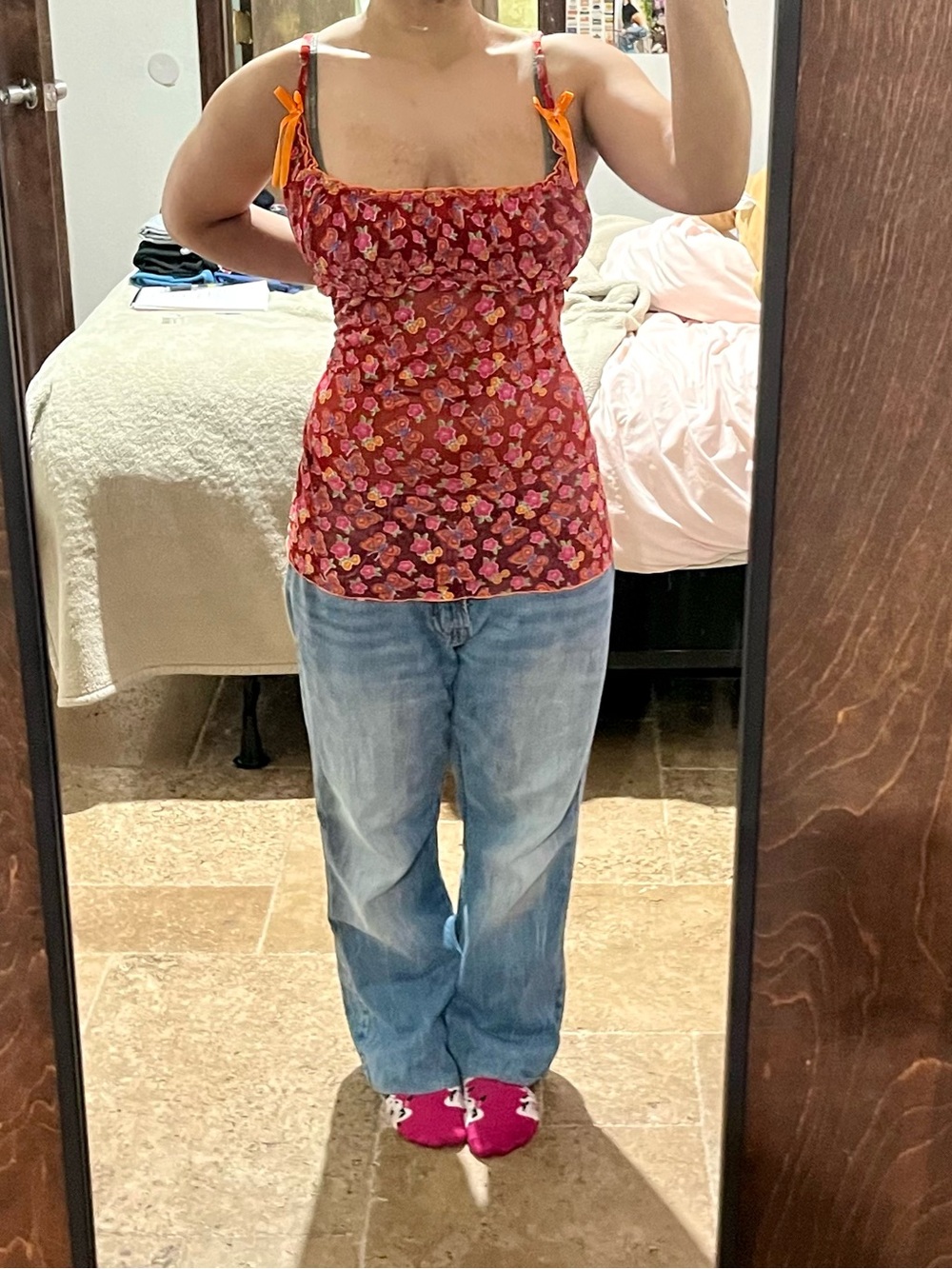 Vintage Victoria’s Secret Y2K Butterfly Floral Mesh Cami Top Size S
